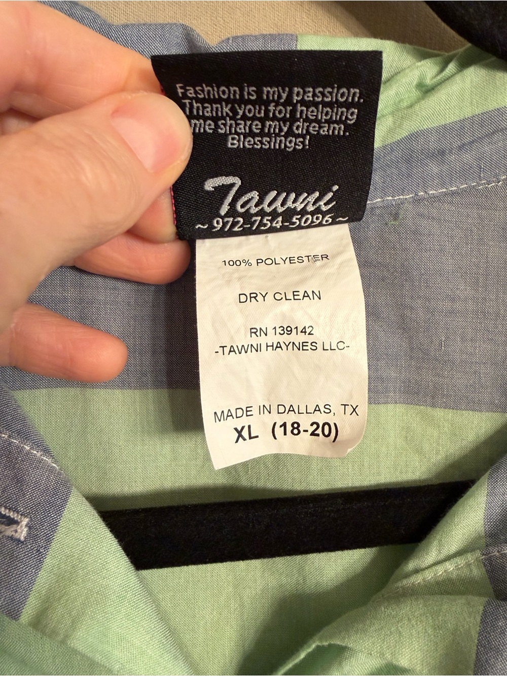 Tawni Haynes Striped Tie-Neck Puff-Sleeve Blouse - Green and Blue - Picture 4 of 9